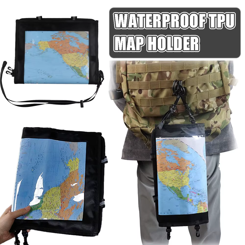Funda táctica para mapas impermeable TPU con ventana transparente