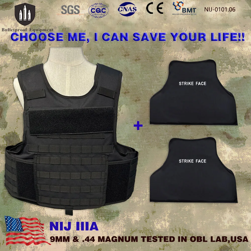 Chaleco antibalas NIJ IIIA táctico de armadura corporal MOLLE