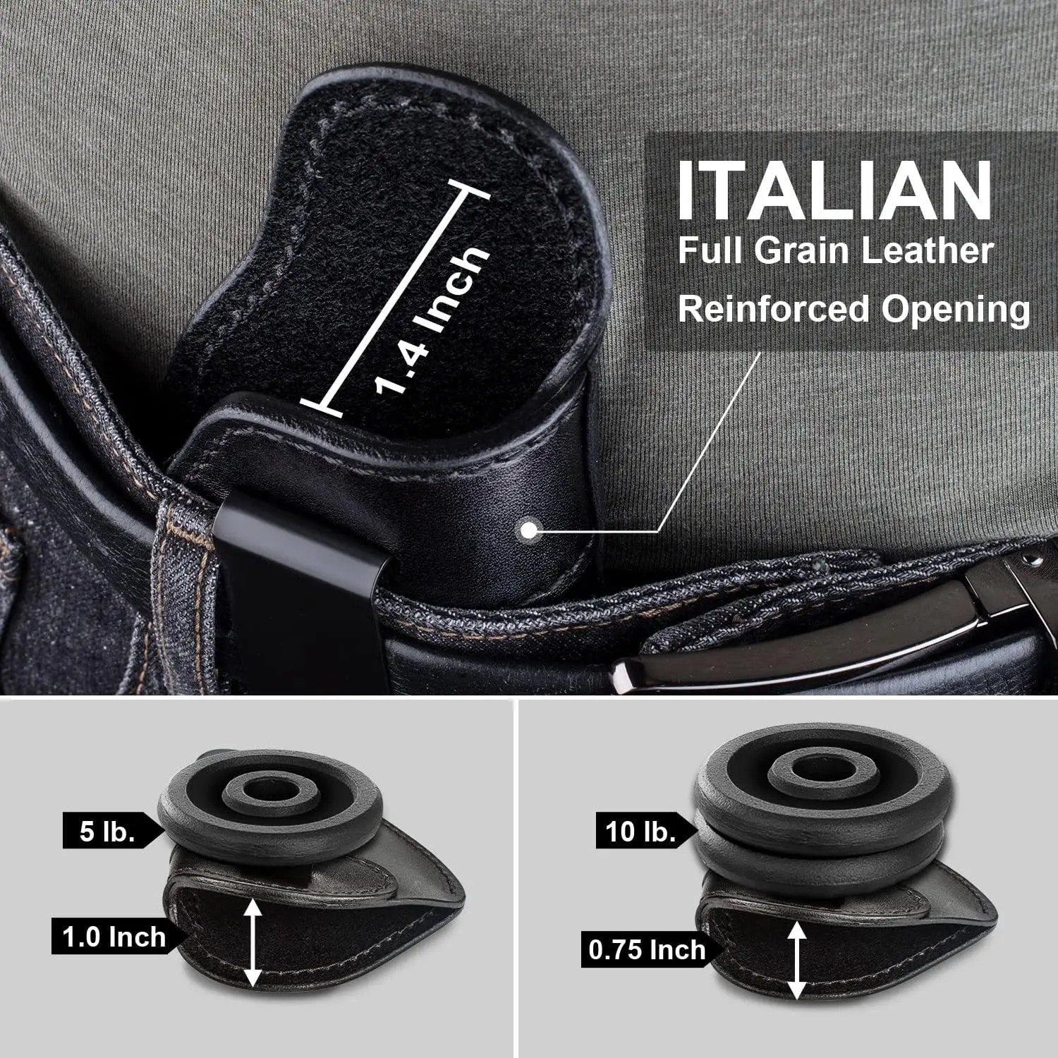 Funda de cuero IWB para revólver J-frame .38 Special – Hecha a mano - imagen 3