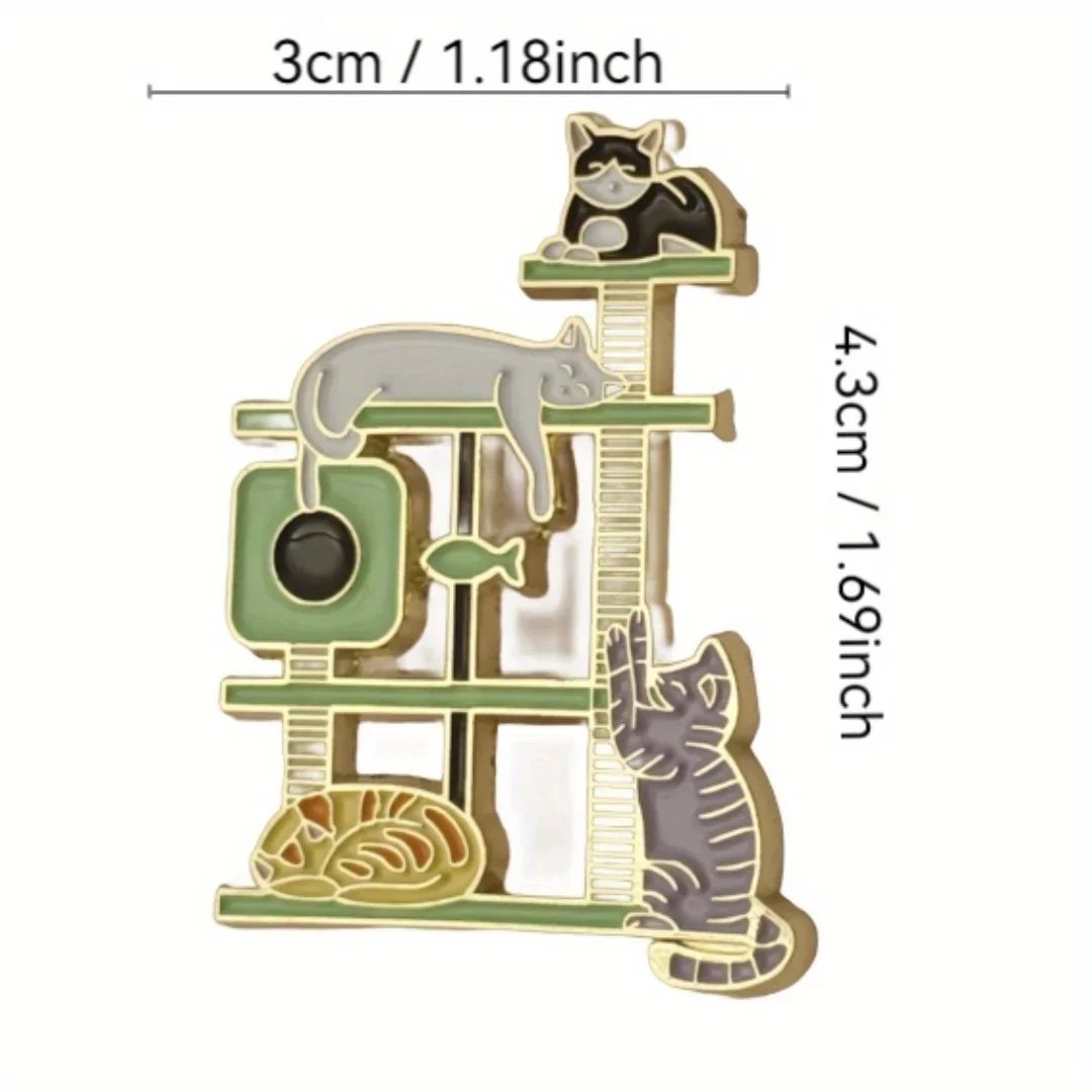 Broche metálico gato en árbol, compacto y lindo para traje - imagen 3