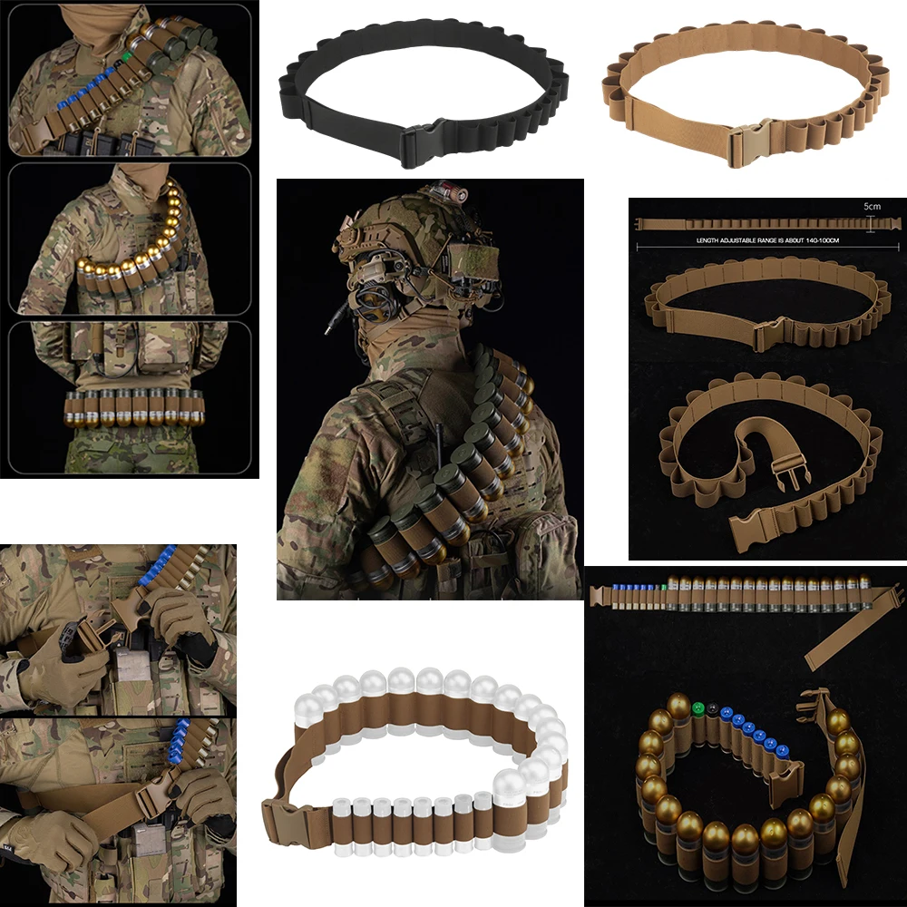Cinturón bandolera portacartuchos de escopeta redondo con bolsa airsoft - imagen 5