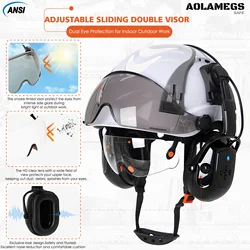 Casco de seguridad industrial ABS con Bluetooth y gafas dobles