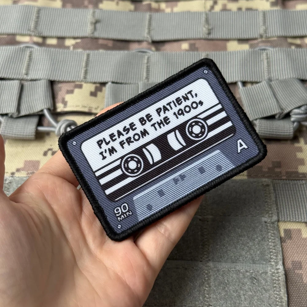Parche táctico militar retro cinta cassette – Ejército con velcro - imagen 4