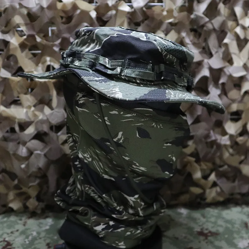Gorra boonie táctica camuflaje transpirable ala ancha con balaclava - imagen 3