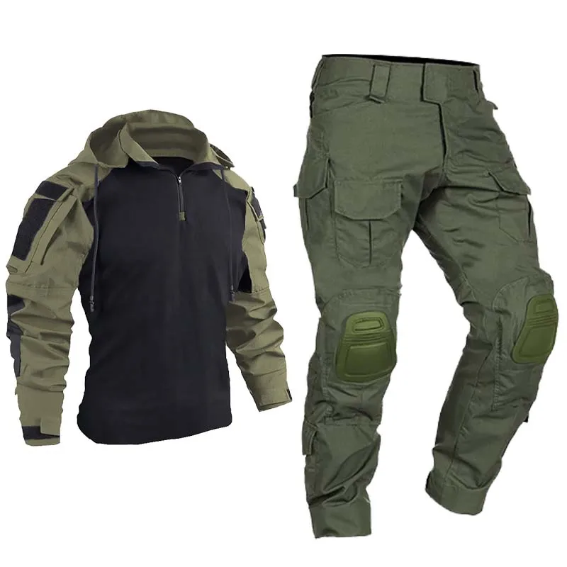 Ropa táctica camuflaje con capucha y pantalón cargo exterior - imagen 5