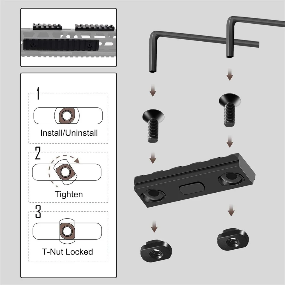 Riel Picatinny aluminio con tuercas en T y tornillos para pistola - imagen 5
