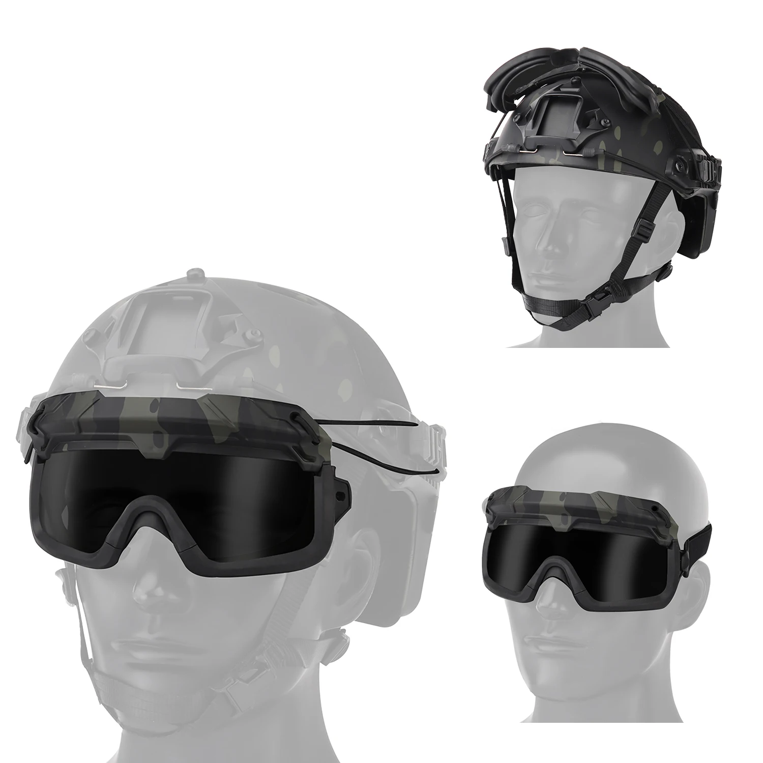 Gafas tácticas Anti-UV divisibles – Adaptables a casco para airsoft y caza - imagen 2