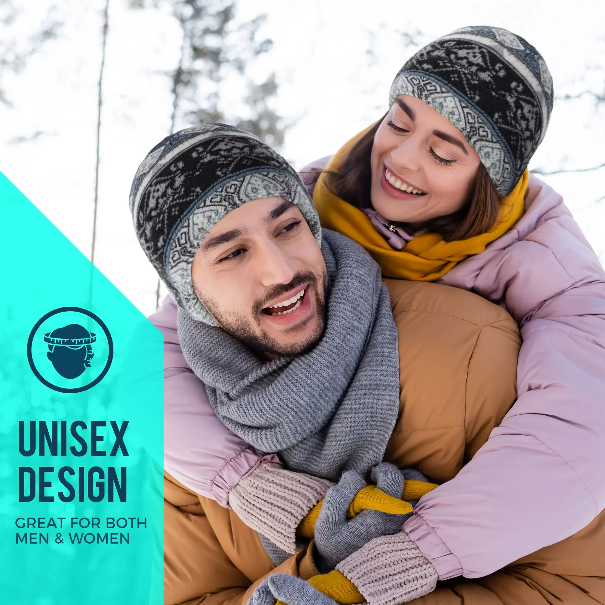 Gorro táctico de lana cálido con cubre-orejas y diseño calavera - imagen 3