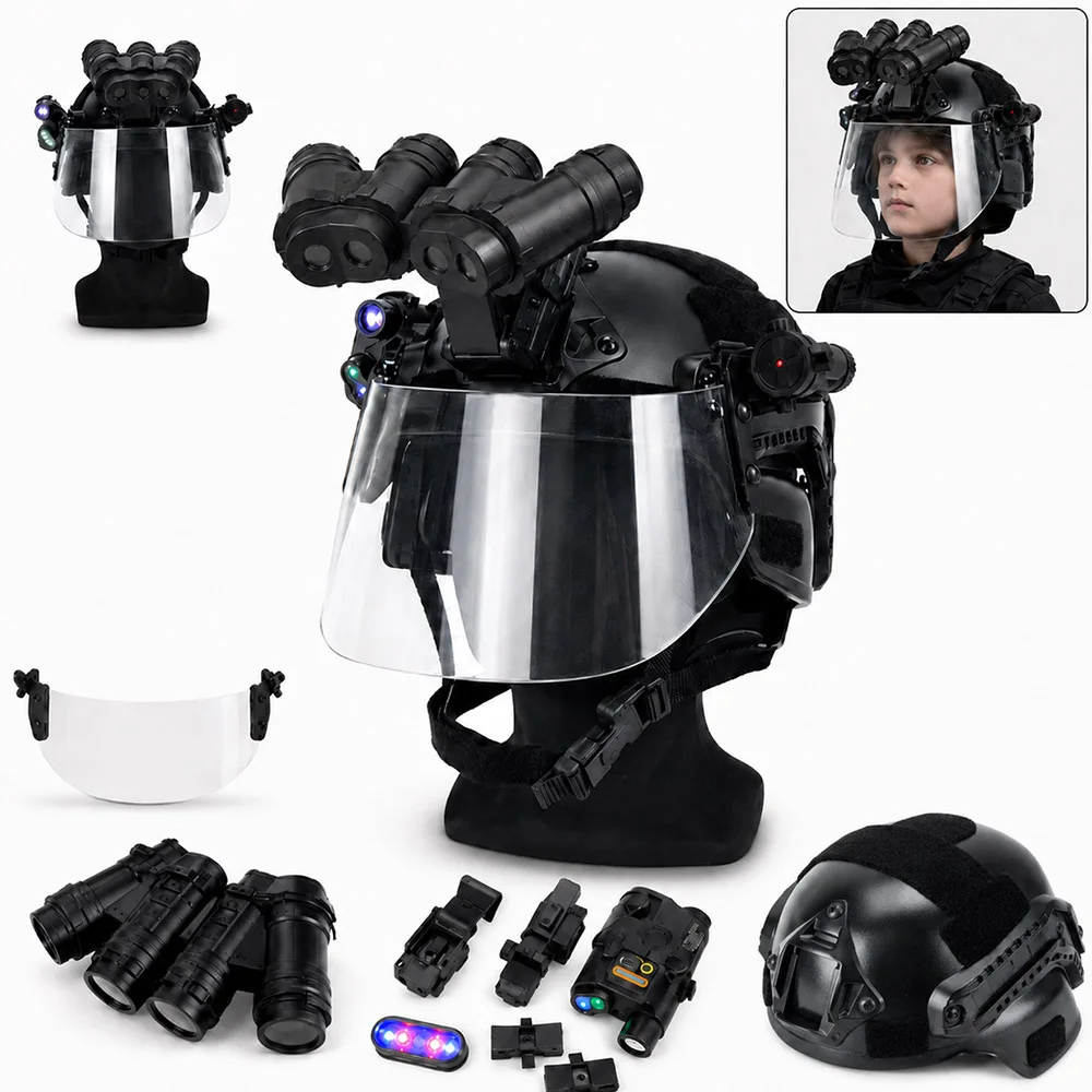 Casco táctico infantil MICH con soporte NVG y luz LED para cosplay - imagen 4