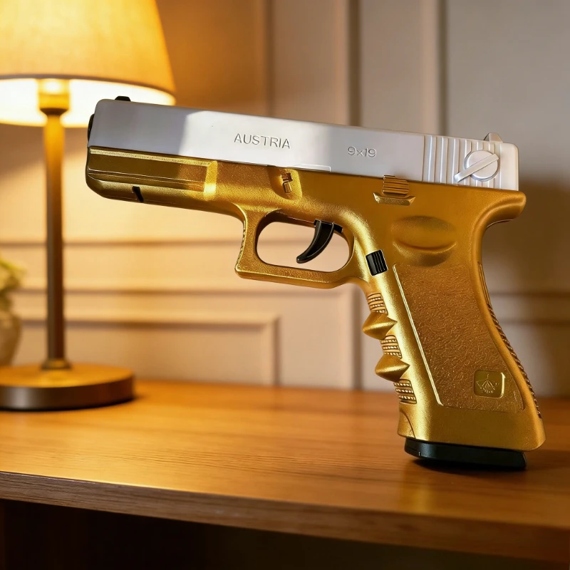 Pistola de juguete réplica con balas de goma suave – Dorada y plateada