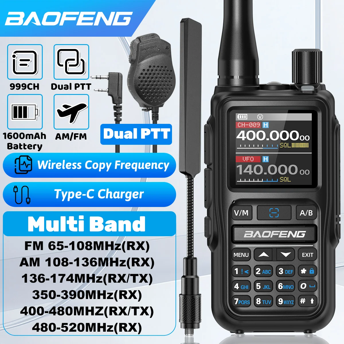 Baofeng walkie talkie mini Bluetooth con programación USB-C - imagen 5