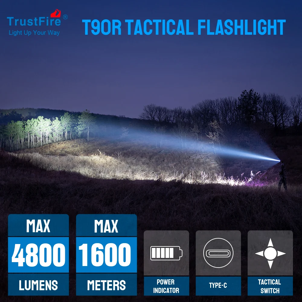 Trustfire T90R linterna táctica recargable USB C alta potencia - imagen 5