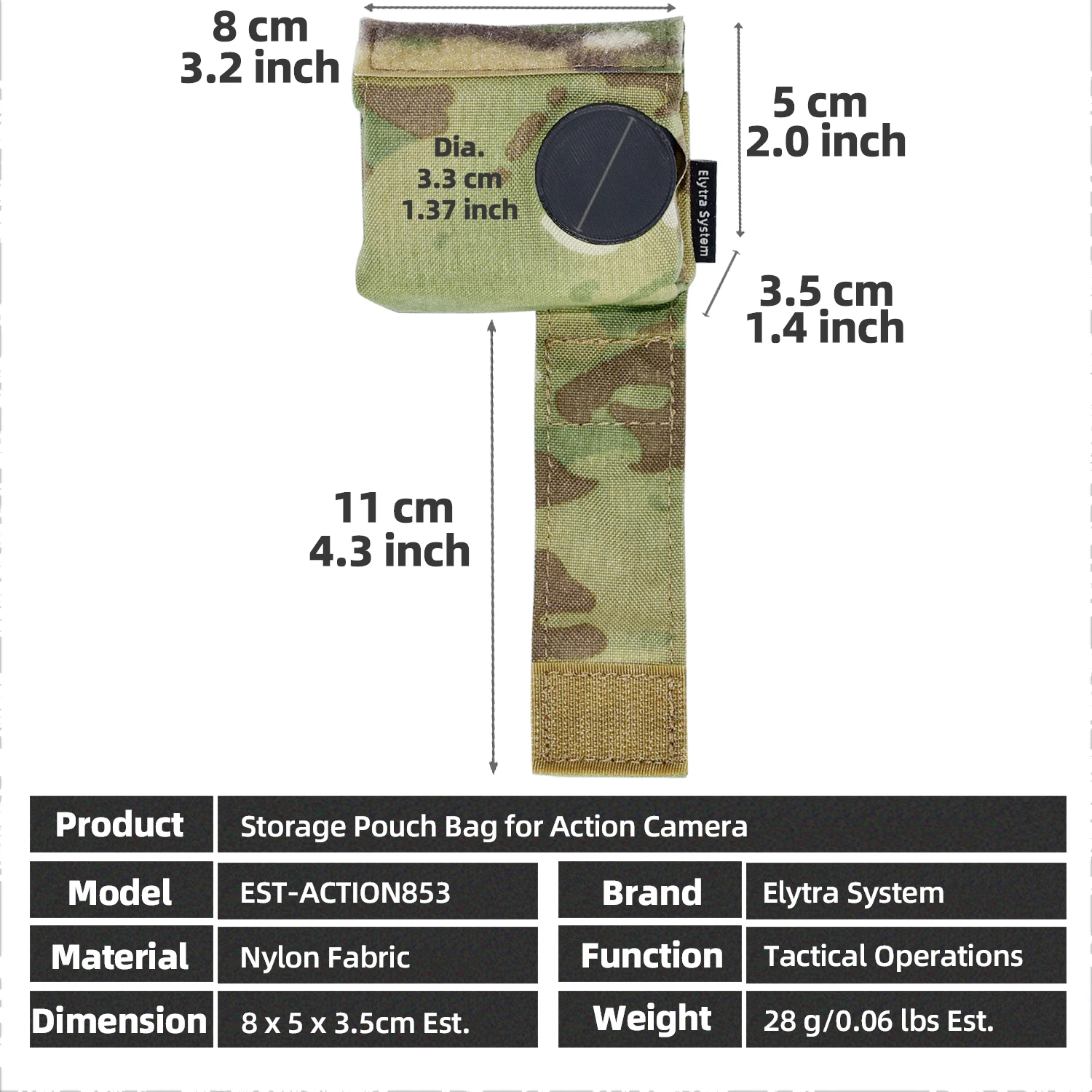 Bolsa MOLLE táctica cámara de acción para mochilas y chalecos - imagen 2
