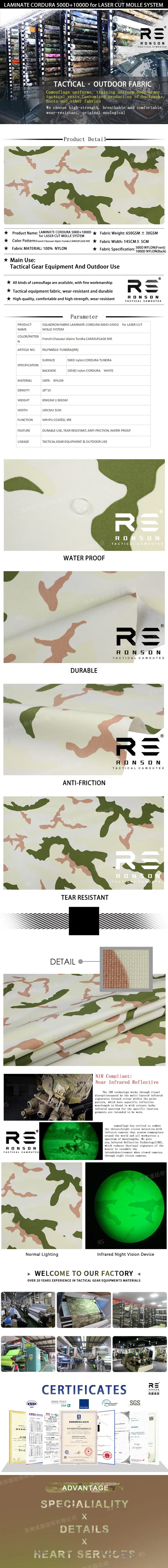 Chaleco táctico RONSON Alpins Tundra con tejido Cordura 500D/1000D laminado y sistema MOLLE