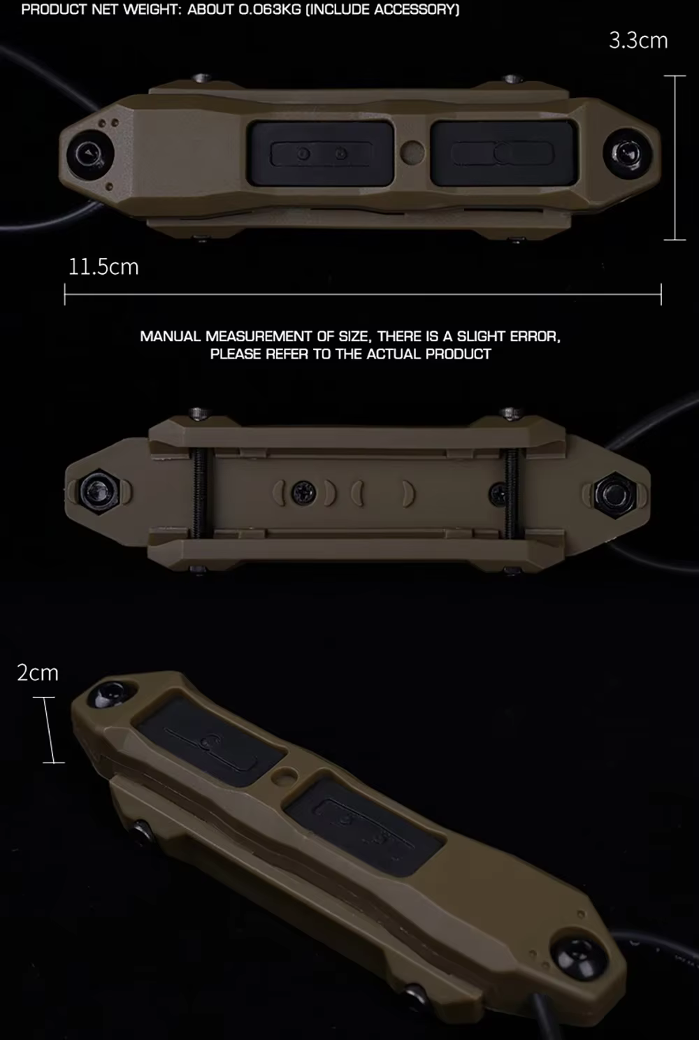 Interruptor de doble botón POSEIDON DEFENSE para montaje Picatinny y M-LOK