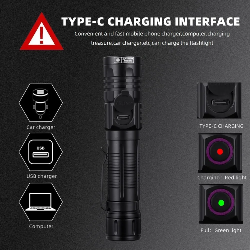 Linterna LED UV 365nm/395nm recargable USB luz negra profesional - imagen 3