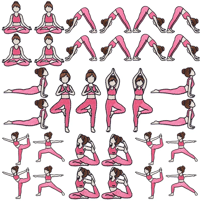Parche bordado estilo yoga para personalizar ropa y accesorios