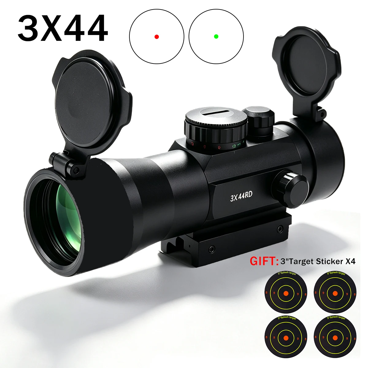 Mira táctica 3x44 con punto rojo y verde para airsoft y caza - imagen 3