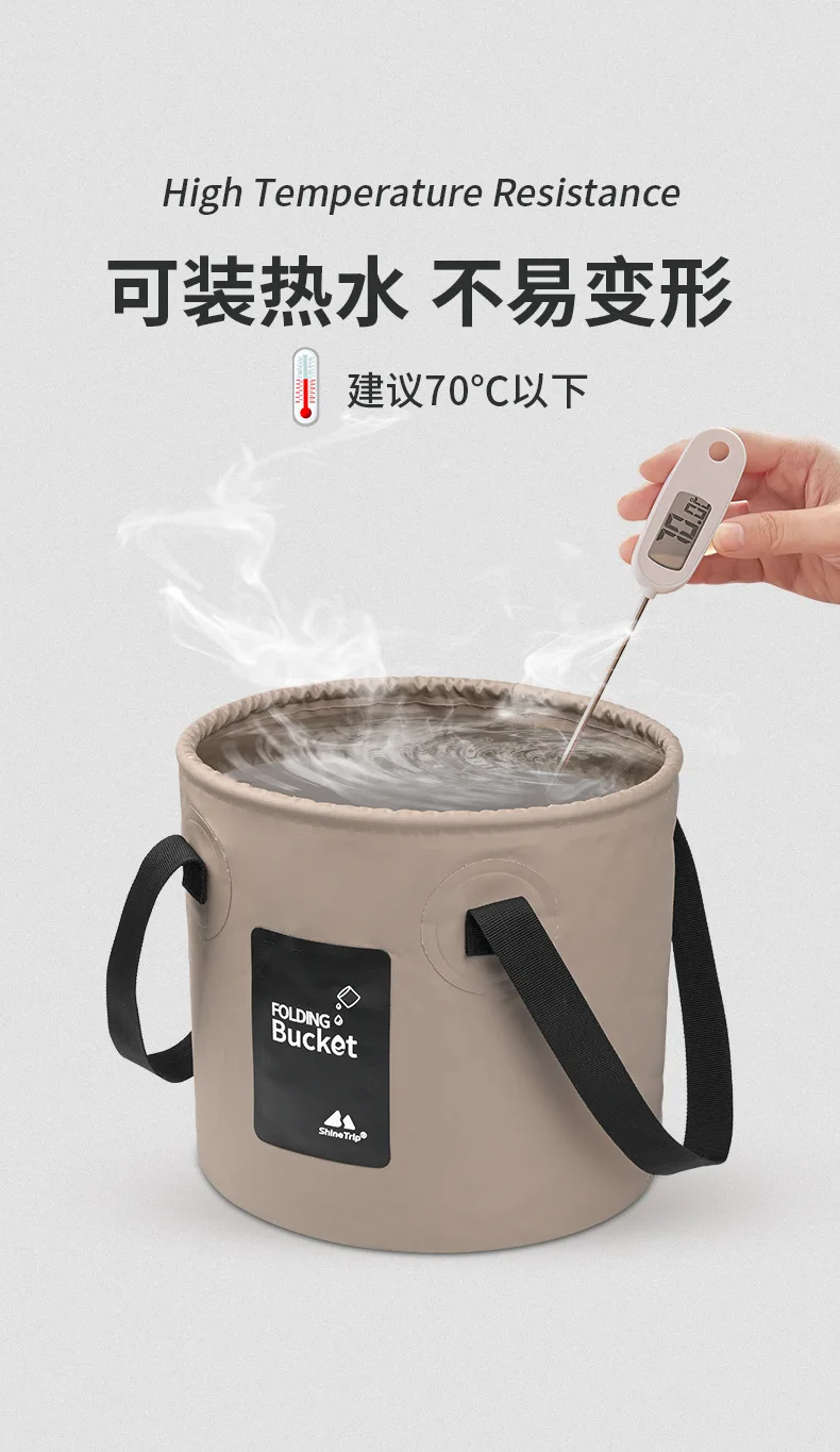 ShineTrip cubo plegable en contexto de camping