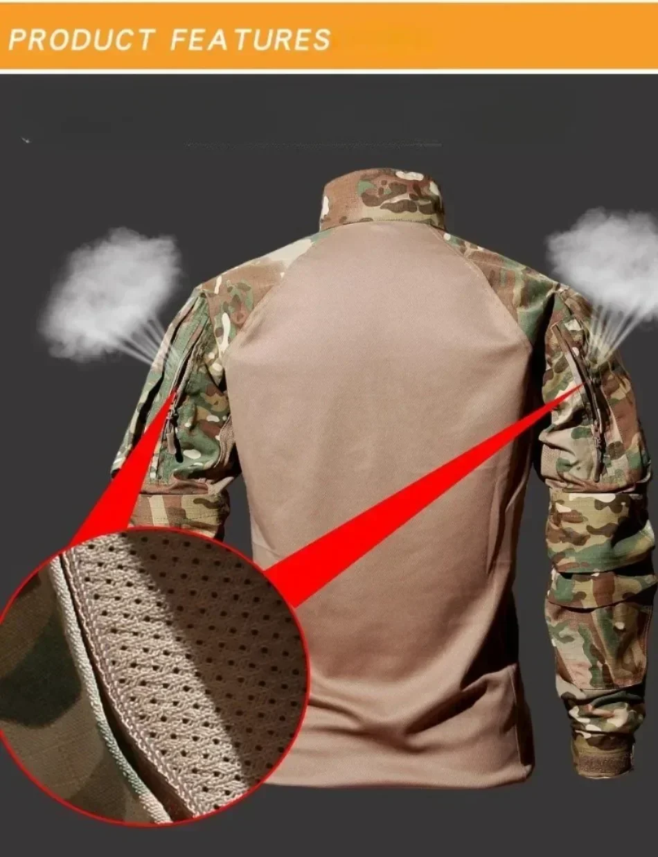 Pantalón táctico multicam con detalles de bolsillos y ajuste ergonómico