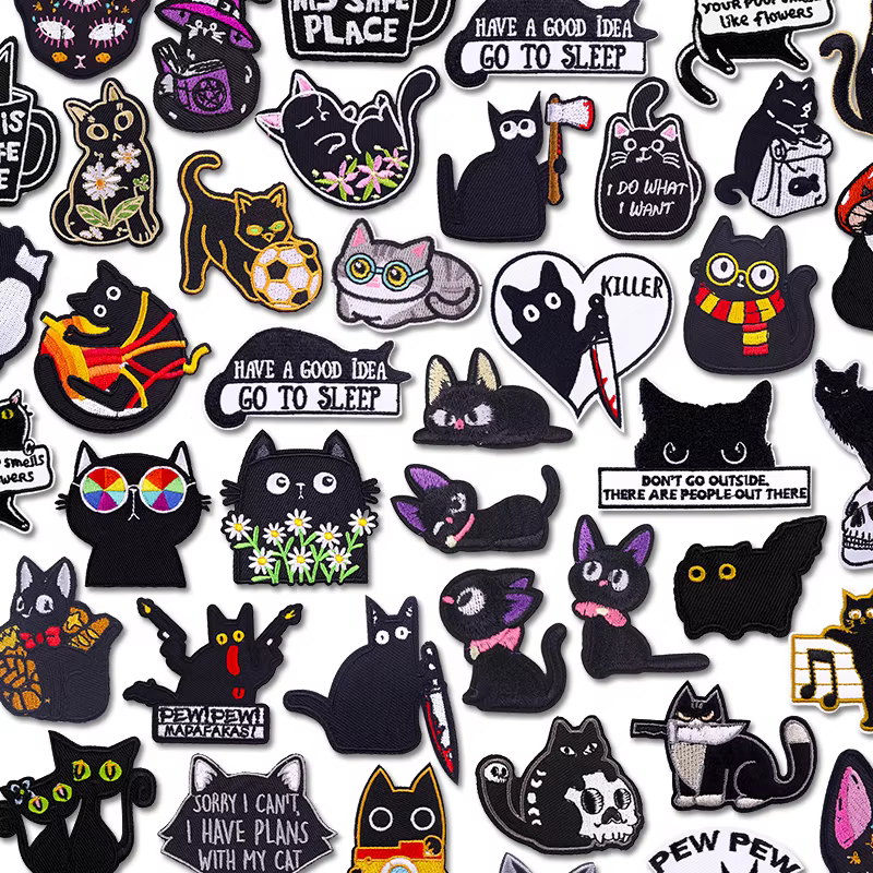 Parche termoadhesivo gato negro ojos grandes dibujos animados – DIY - imagen 3