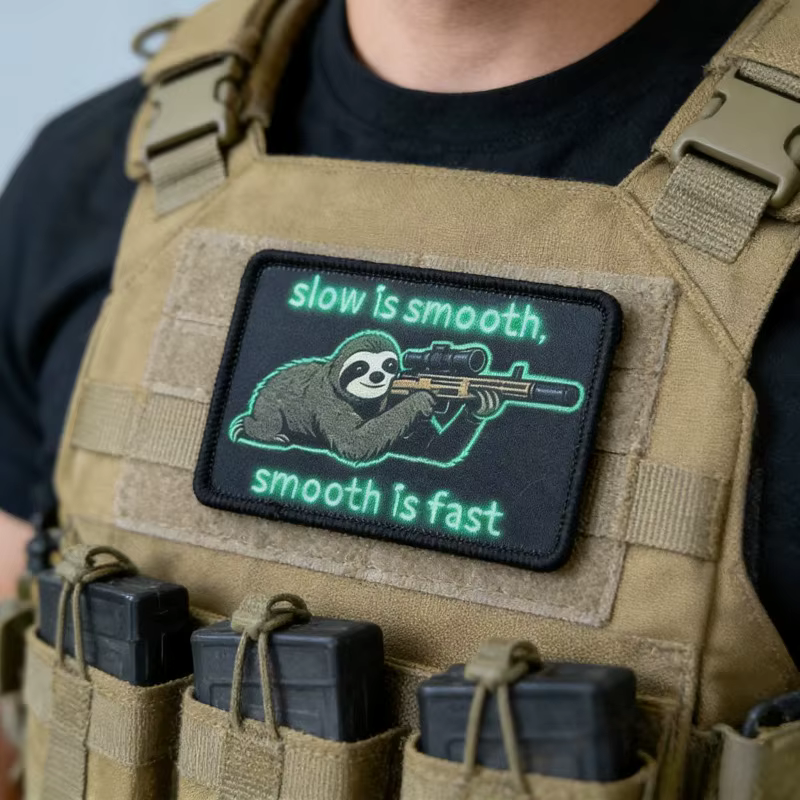 Parche táctico moral lona Sloth Slow Is Smooth con velcro