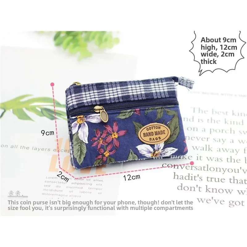 Monedero de tela multicapa para monedas floral multicolor plateado