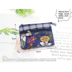 Monedero de tela multicapa para monedas floral multicolor plateado