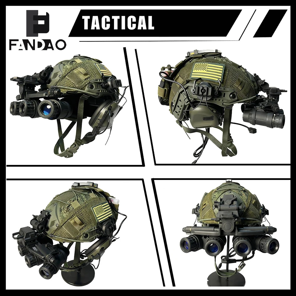 Casco táctico Fast Bump camuflaje con NVG simulado para airsoft