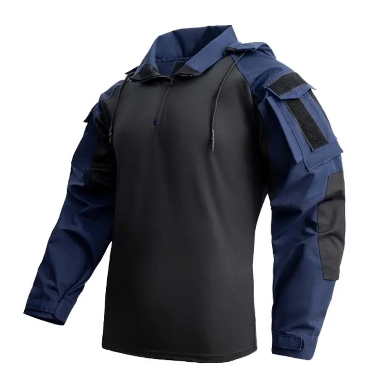 Camisa táctica hombre con capucha camuflaje transpirable manga larga