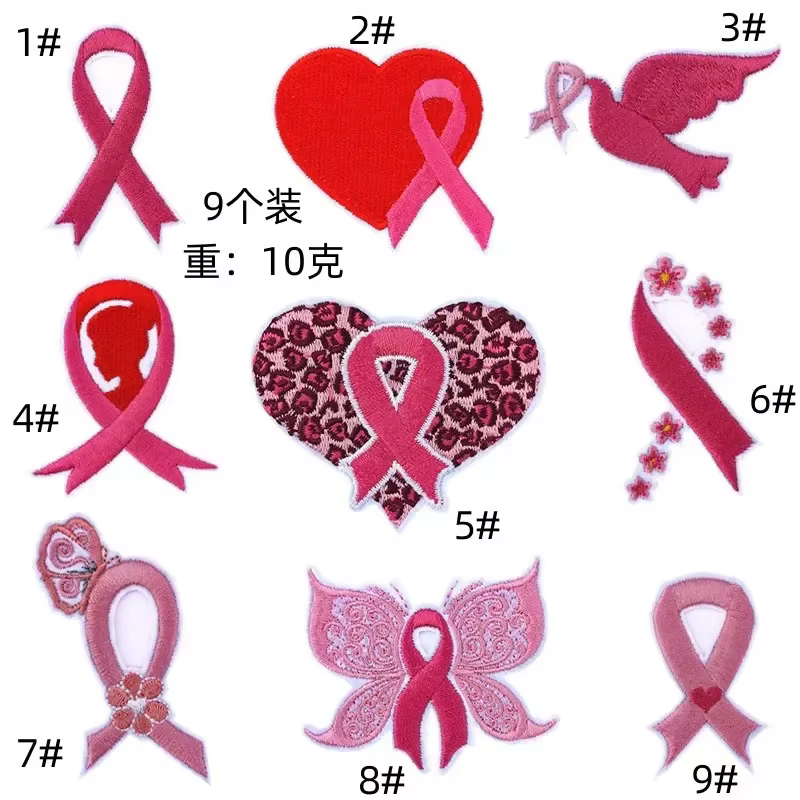 Parche con cinta rosa bordada