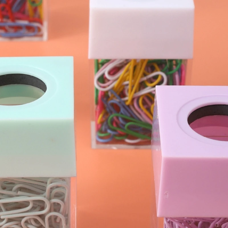 Caja dispensadora magnética con clips de colores
