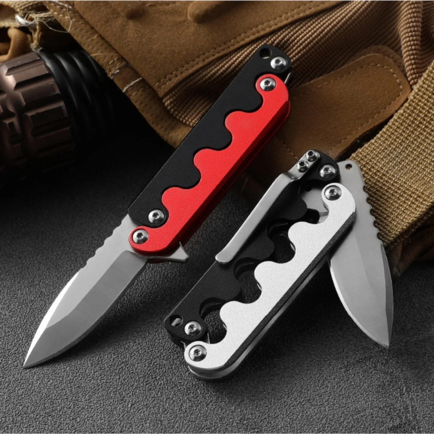 Cuchillo plegable EDC aluminio con clip de bolsillo y abridor - imagen 4