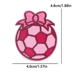 Parches termoadhesivos bordados de fútbol y lazo para DIY