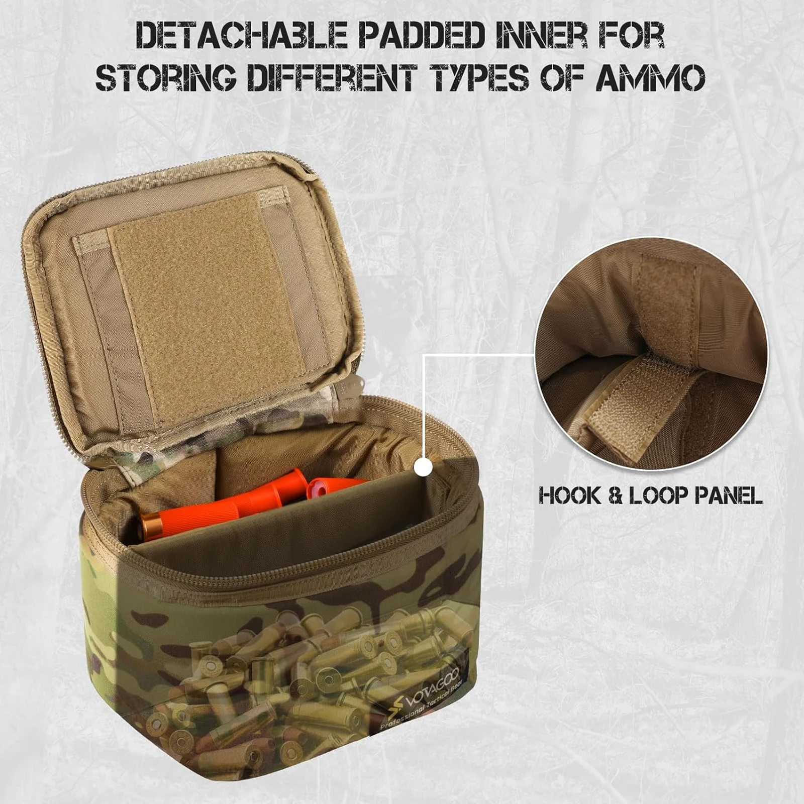 Bolsa táctica para municiones con interior desmontable rifle escopeta