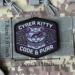 Parche velcro Cyber Kitty – Gato cyberpunk para chaleco y mochila táctica