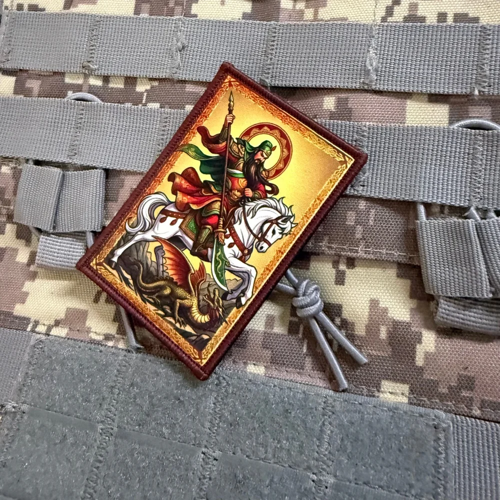 Parche táctico bordado Guan Yu – Velcro para mochila y equipo - imagen 5