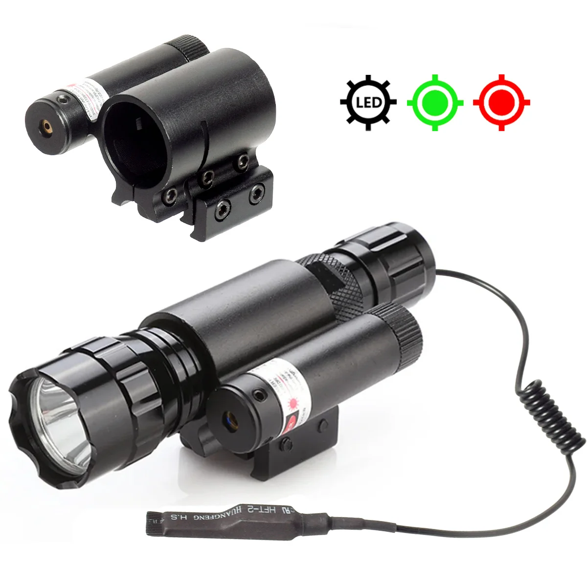 Mira láser táctica roja/verde con luz ajustable y riel Picatinny 20 mm - imagen 3
