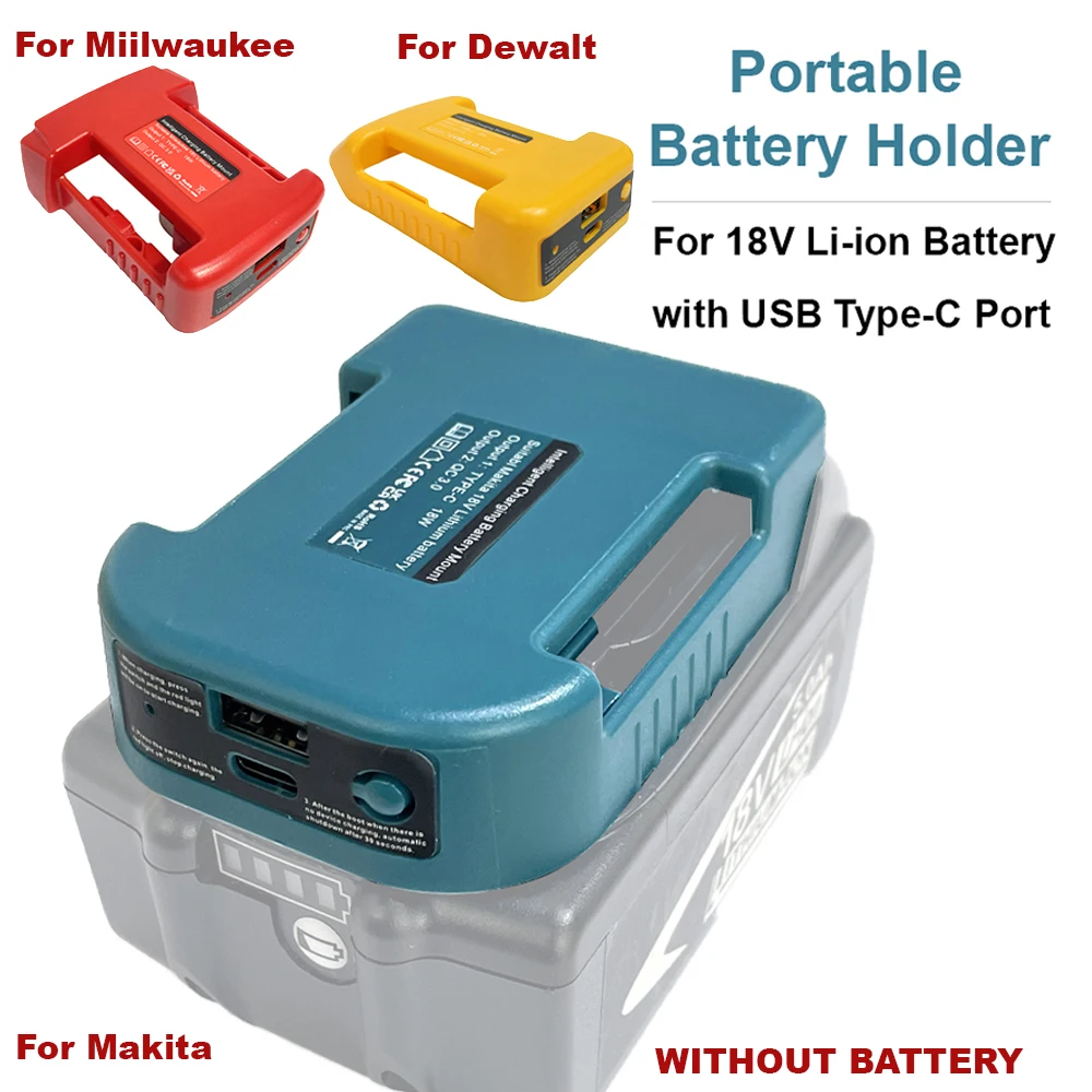 Adaptador batería Makita Dewalt Milwaukee USB-C carga rápida - imagen 2