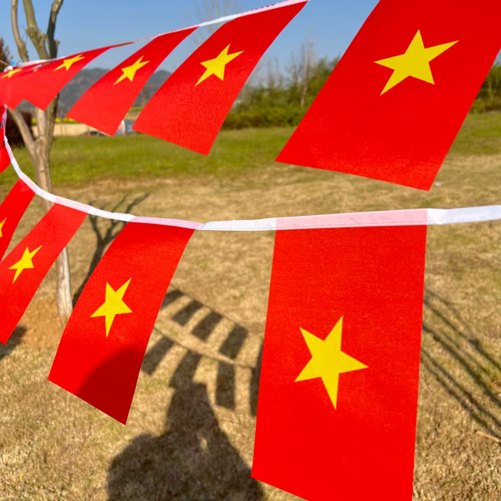 Bandera Vietnamita 14x21 cm - 20 por cordel, poliéster doble cara - imagen 5
