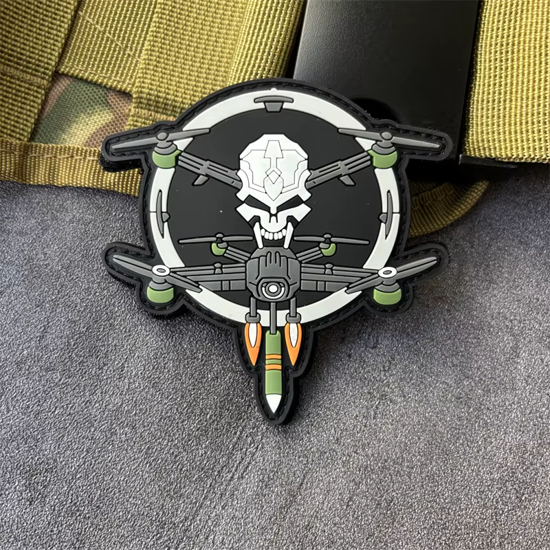 Parche táctico PVC calavera UAV gancho y bucle para ropa y brazalete - imagen 2