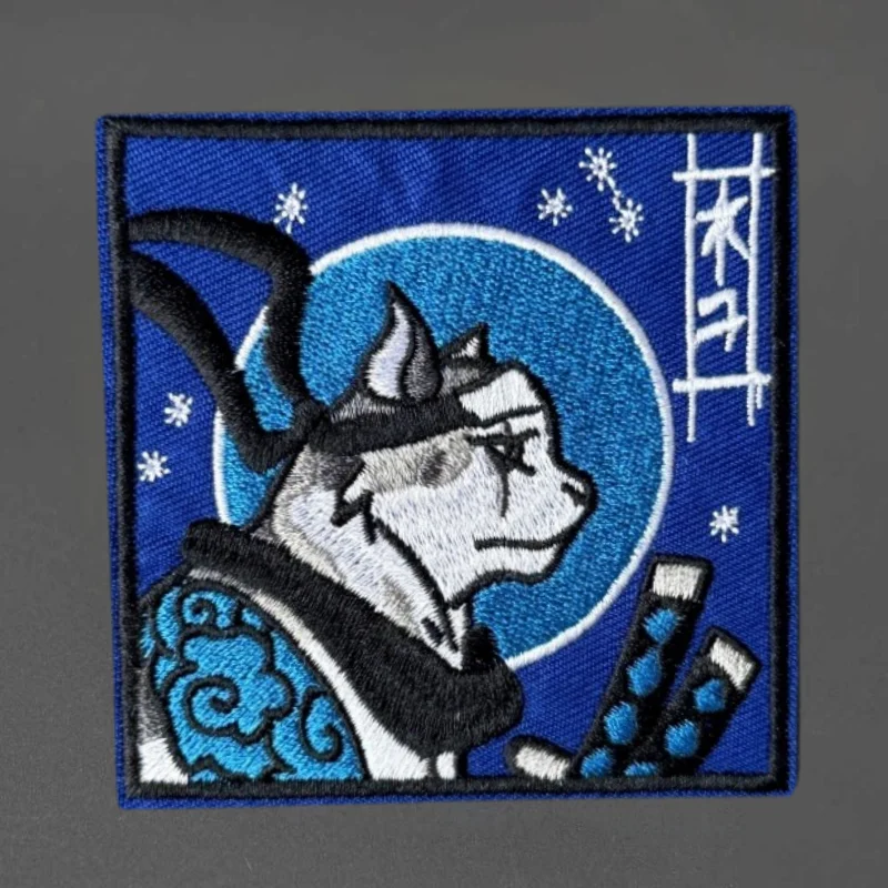 Parche táctico bordado gato samurái con gancho y bucle para mochila - imagen 2
