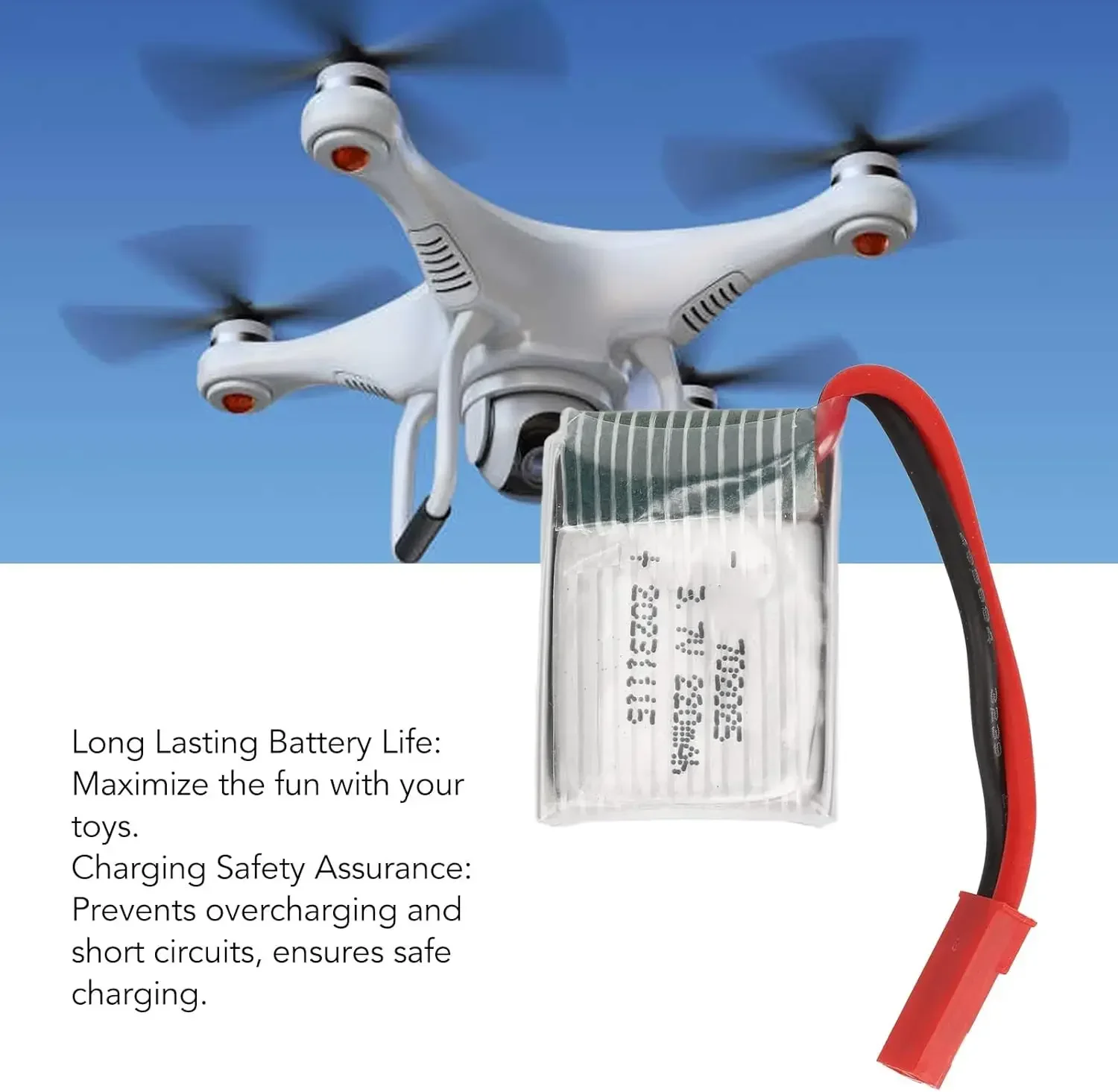 Batería Li-Po para drones RC con conector JST y cargador repuesto - imagen 3