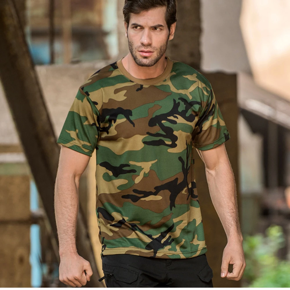 Camiseta táctica de camuflaje 3D manga corta hombre secado rápido - imagen 5