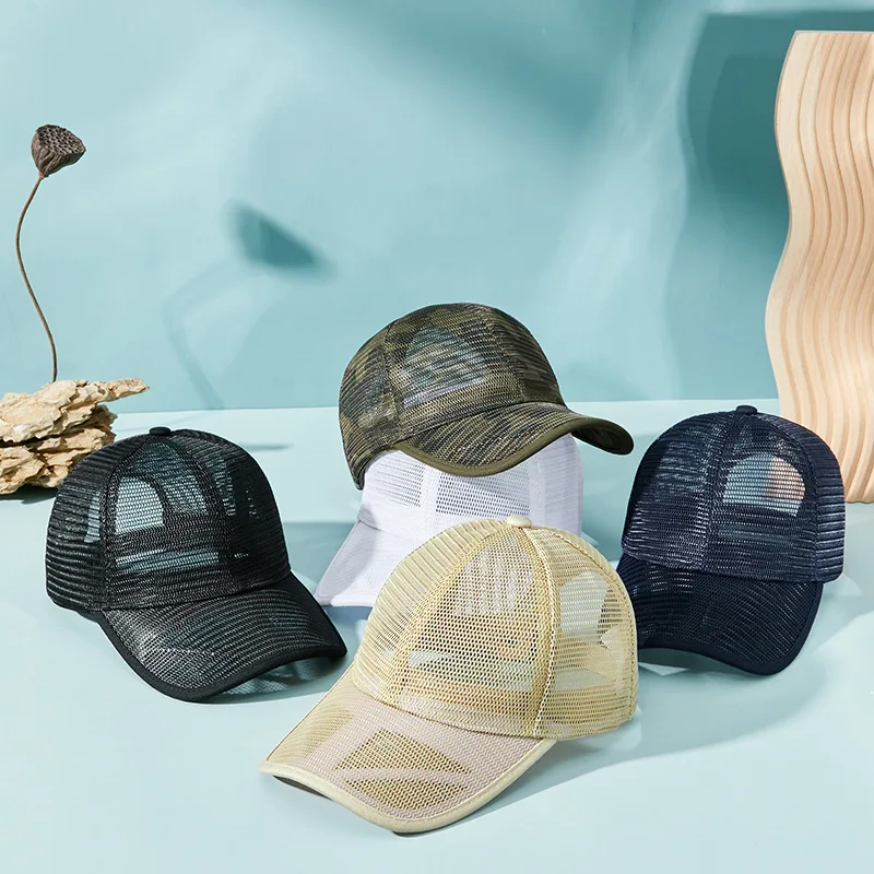 Gorra de camionero de malla transpirable, visera sólida ajustable - imagen 2