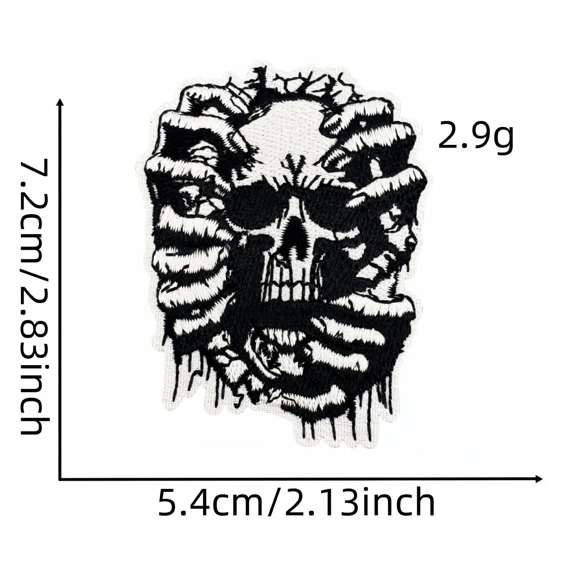 Parche bordado táctico negro calavera punk con ojos malvados - imagen 2