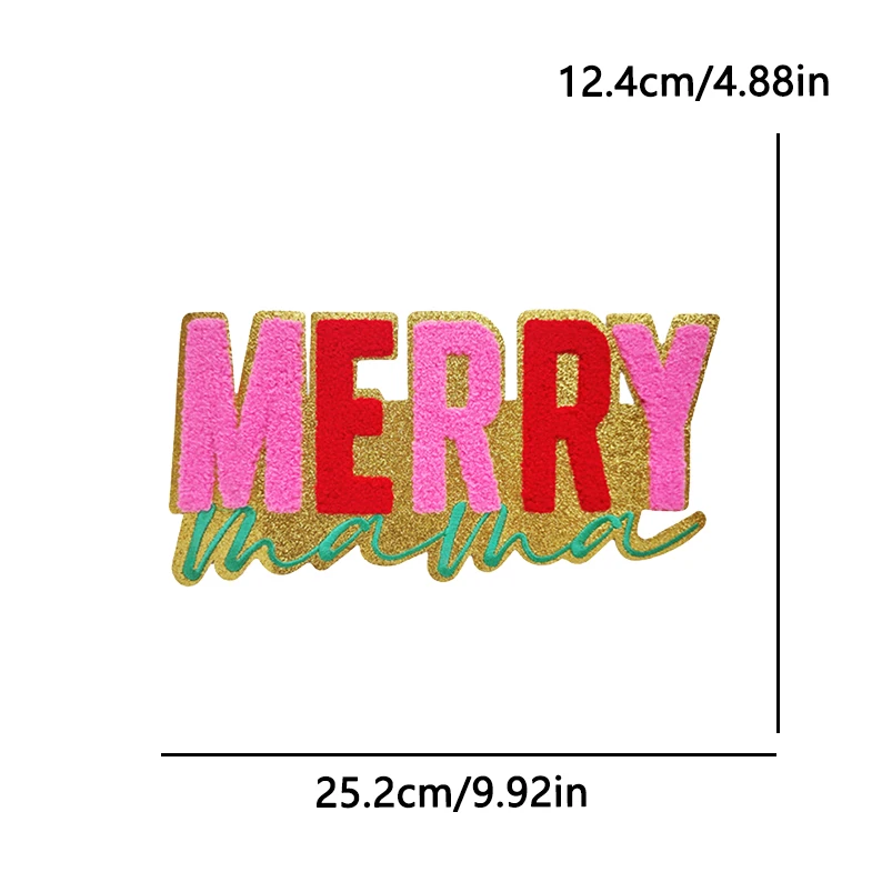 Parche bordado chenilla Papá Noel para planchar, Feliz Navidad