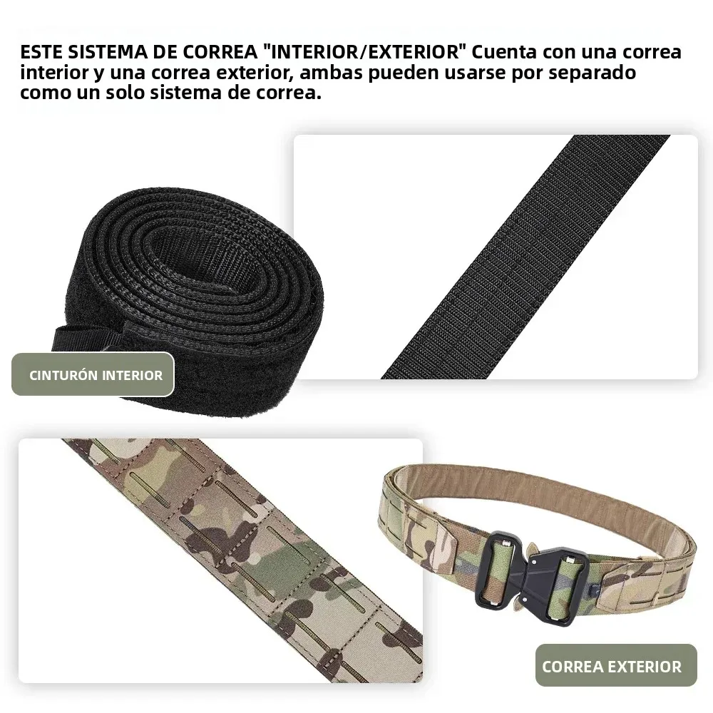Cinturón táctico MOLLE con hebilla metálica de liberación rápida
