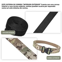 Cinturón táctico MOLLE con hebilla metálica de liberación rápida