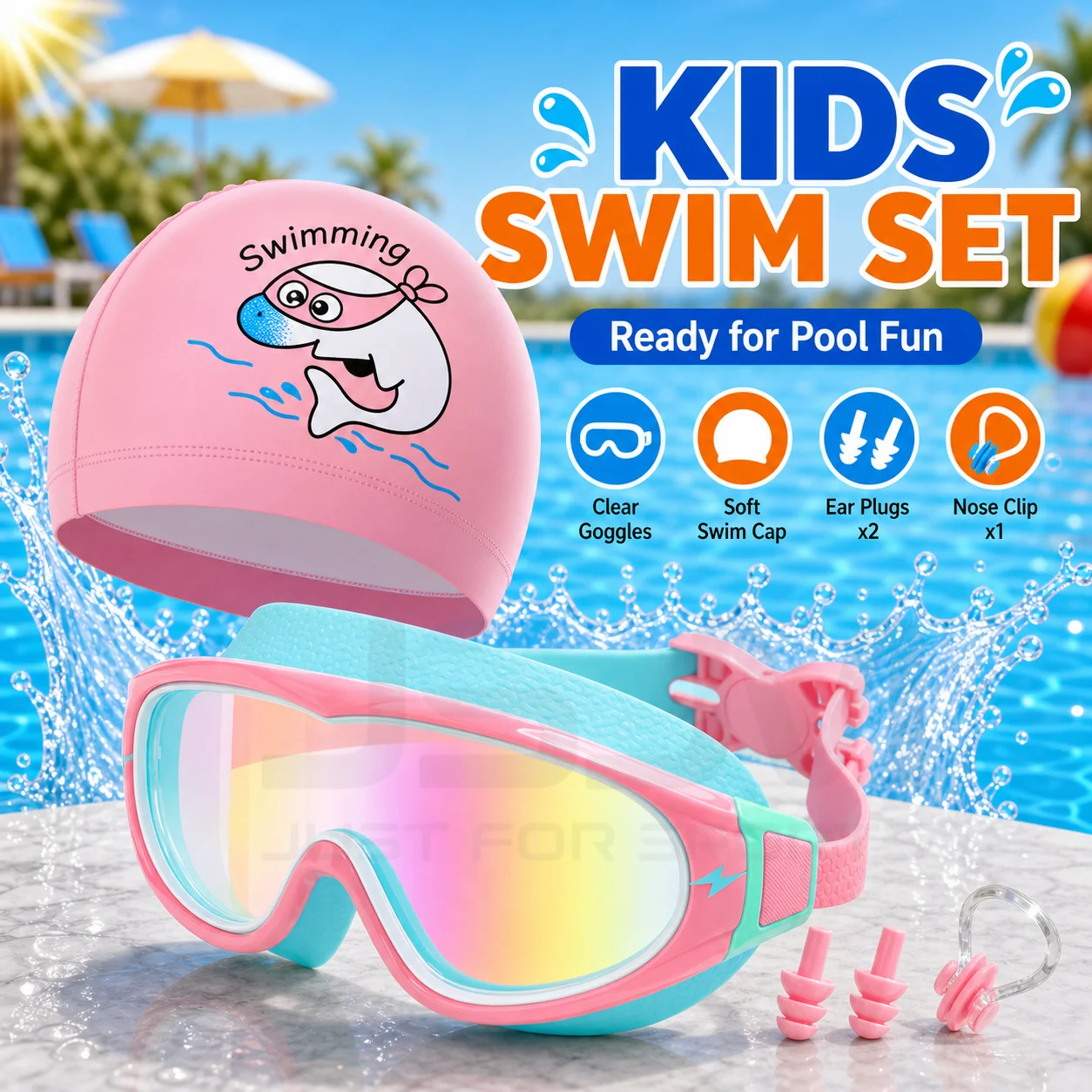 JSJM Gafas de natación infantiles antivaho con protección UV